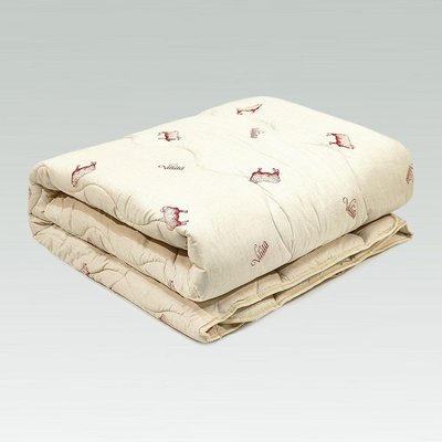 Одеяло Viluta шерстяное стеганое Premium, Хлопок 100%, шерстепон, 140х205 см, ранфорс, ранфорс, 400 г/м2, Полуторное, Фірмова сумка