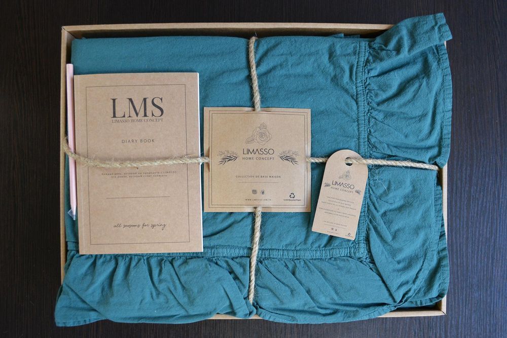 Постельное белье Limasso Exclusive Stonewashed Dark Green вареный хлопок, Евро, Хлопок 100%, 240х260 см., 1, 2, 200х220 см., 50х70 см, варёный хлопок, Фирменная картонная коробка