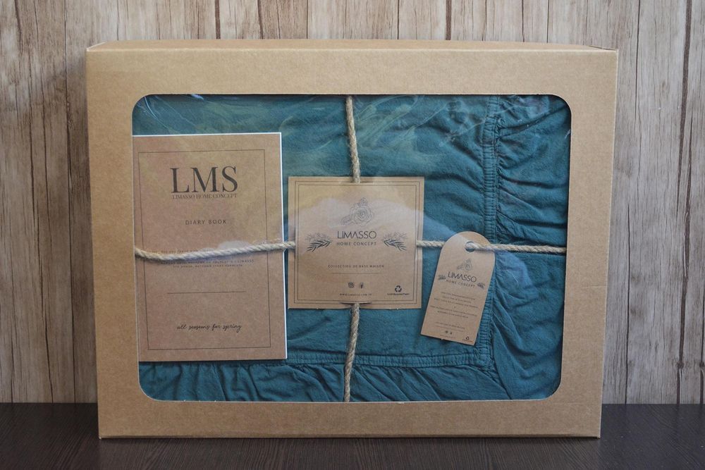 Постельное белье Limasso Exclusive Stonewashed Dark Green вареный хлопок, Евро, Хлопок 100%, 240х260 см., 1, 2, 200х220 см., 50х70 см, варёный хлопок, Фирменная картонная коробка