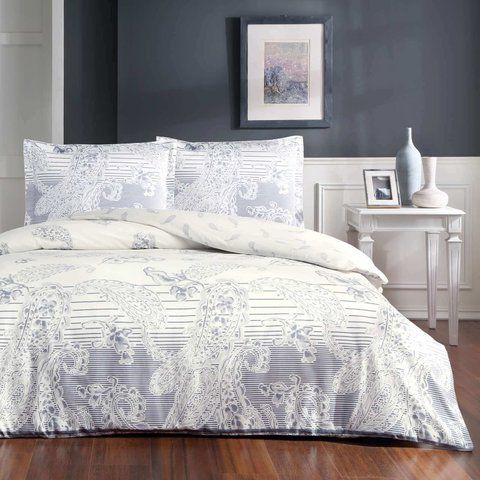 Постільна білизна Сатин TAC Paisley Indigo євро, Євро, Бавовна 100%, 230х260 см., 1, 2, 200х220 см., 50х70 (+4см окантовка), сатин, 220 TC, Фірмова картонна коробка