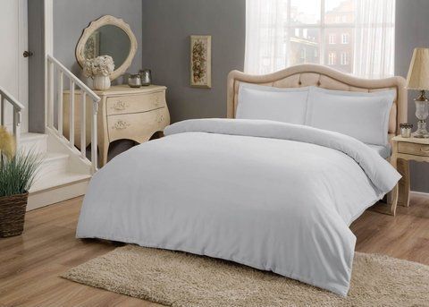 Постільна білизна TAC Basic Grey Сатин, Євро, Бавовна 100%, 230х260 см., 1, 2, 200х220 см., 50х70 см, сатин, 220 TC, Фірмова картонна коробка