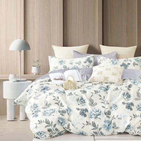 Постільна білизна Сатин Home Line "Квітковий Блюз", Полуторний, Бавовна 100%, 160х220 см., 1, 2, 160х220 см., 50х70 см, сатин, ПВХ