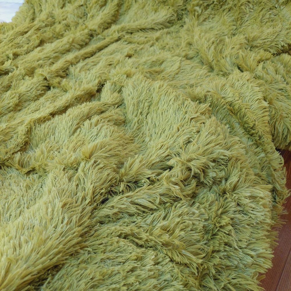 Плед покрывало травка евро меховое Lisa зеленое, Полиэстер 100%, 210х220 см, искусственный мех, Евро, Покрывало