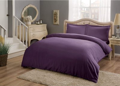Двоспальний Євро комплект TAC Basic Purple Сатин