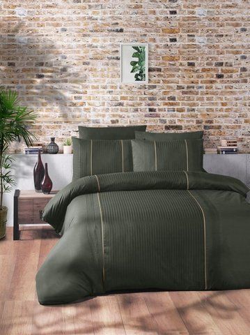 Постільна білизна Ранфорс Преміум First Choice Elegant Dark Green, Євро, Бавовна 100%, 240х260 см., 1, 4, 200х220 см., 50х70 см, Ранфорс Преміум, Фірмова картонна коробка