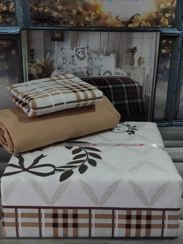 Тепла Постільна білизна з фланелі Belizza Giant полуторна, Полуторний, Бавовна 100%, 180х240 см, 1, 1, 160х220 см., 50х70 см, фланель, Фірмова картонна коробка