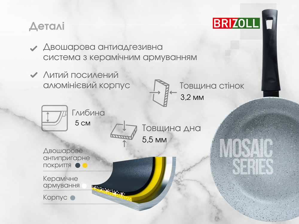 Сковорода 24 см з антипригарним покриттям MOSAIC