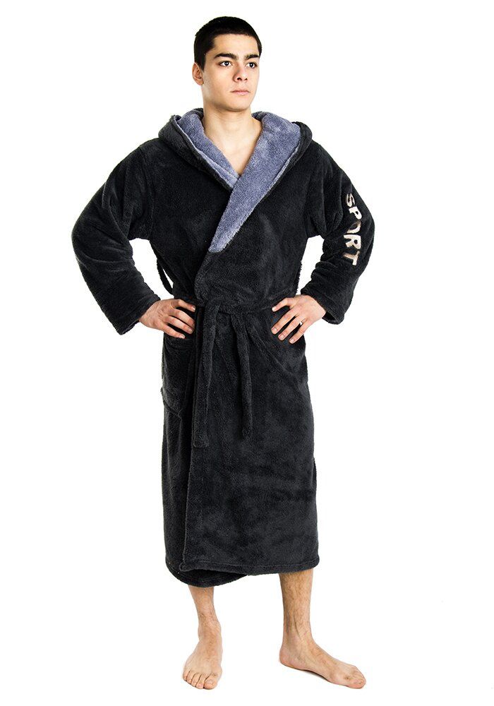 Sport Ванора халат мужской на запах с капюшоном софт батал, Полиэстер 100%, XL (50-52), софт, мужские