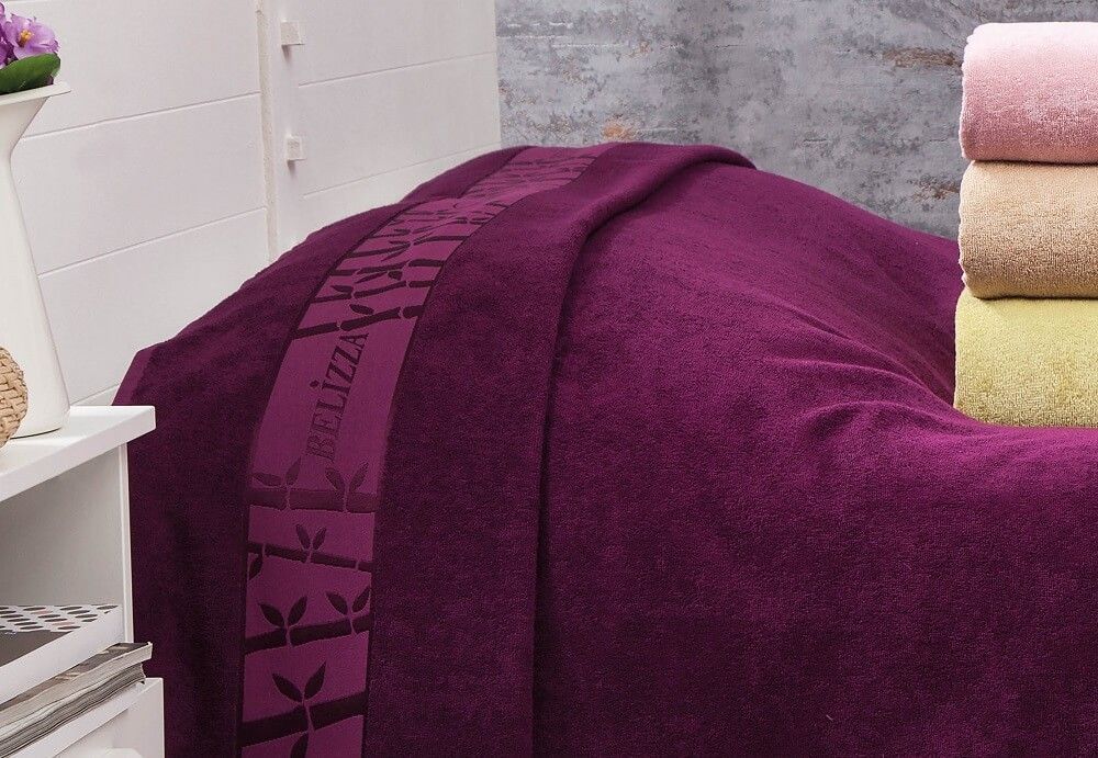 Махрове бамбукове покривало/простирадло Belizza Purple 200&times;220 см, Бамбук 100%, 200х220 см, махра, 550 г/м.кв., Євро, Фірмова картонна коробка