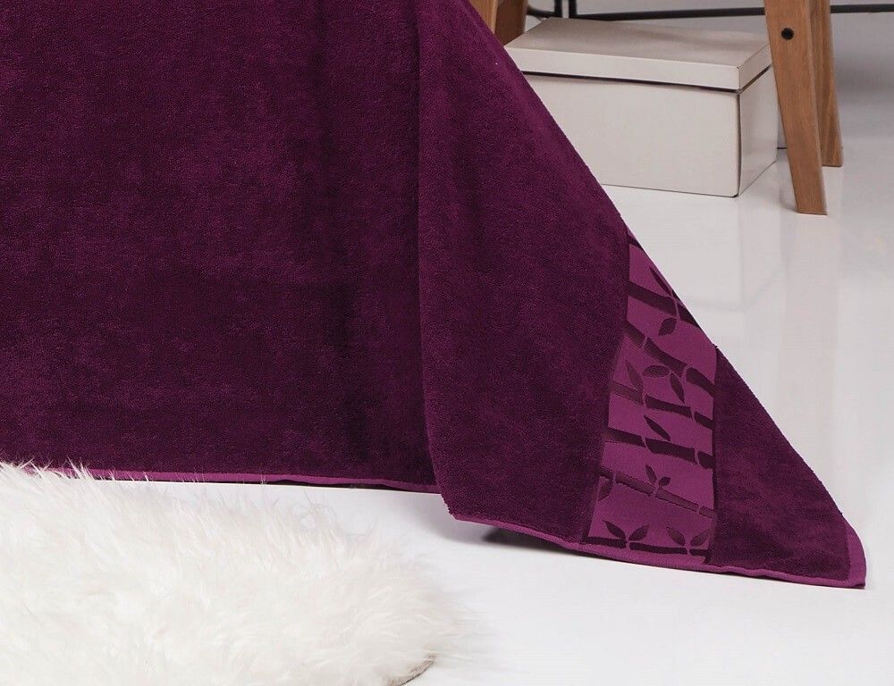 Махрове бамбукове покривало/простирадло Belizza Purple 200&times;220 см, Бамбук 100%, 200х220 см, махра, 550 г/м.кв., Євро, Фірмова картонна коробка