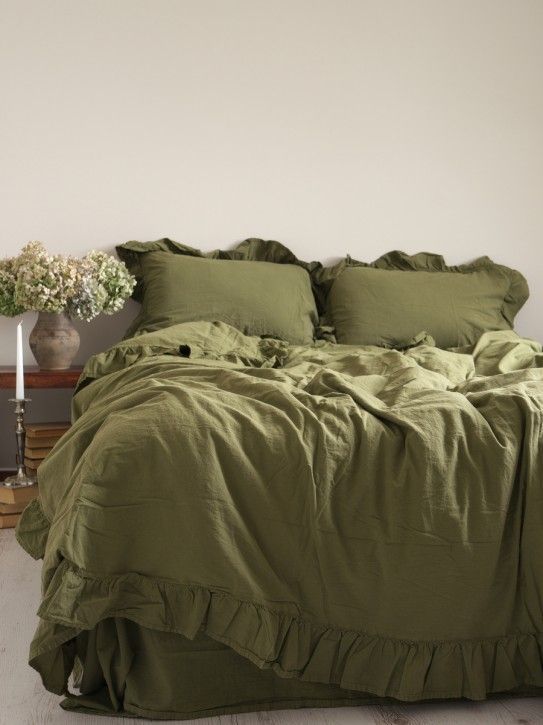Постельное белье Limasso Exclusive Stonewashed Capulet Olive вареный хлопок, Евро, Хлопок 100%, 240х260 см., 1, 2, 200х220 см., 50х70 см, варёный хлопок, Фирменная картонная коробка