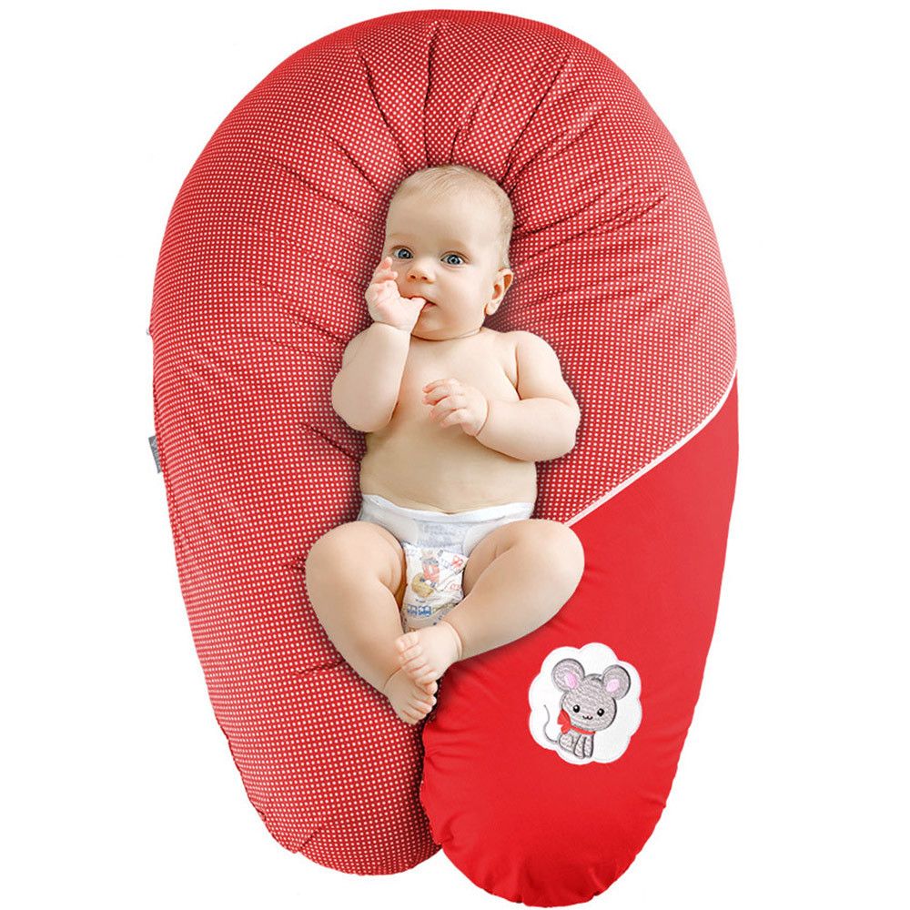 Подушка для беременных и кормления 30х190см Papaella красная, Хлопок 100%, антиаллергенное волокно, 30х190 см, ранфорс, ранфорс, для кормления, Средний