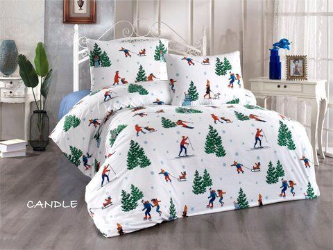 Постельное белье Belizza Candle Фланель, Евро, Хлопок 100%, 240х260 см., 1, 2, 200х220 см., 50х70 см, фланель, Фирменная картонная коробка
