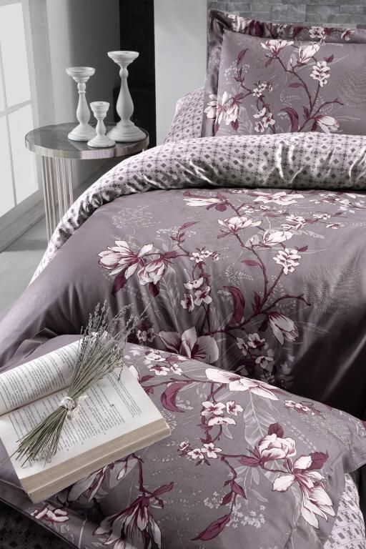 Постельное белье Сатин First Choice Evan Lilac Евро, Евро, Хлопок 100%, 240х260 см., 1, по 2, 200х220 см., 50х70, 70х70 см, сатин, Фирменная картонная коробка