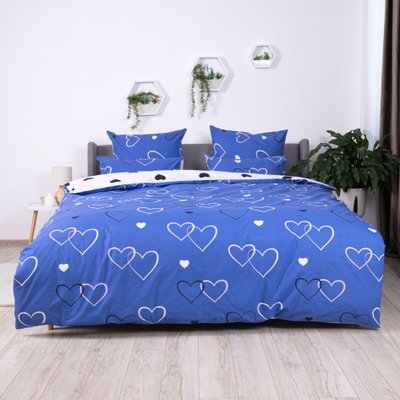 Комплект постельного белья Navy Blue Love, 70x70см, Семейный, Хлопок 100%, 215х240 см., 150х215 см., 70х70 см, ранфорс