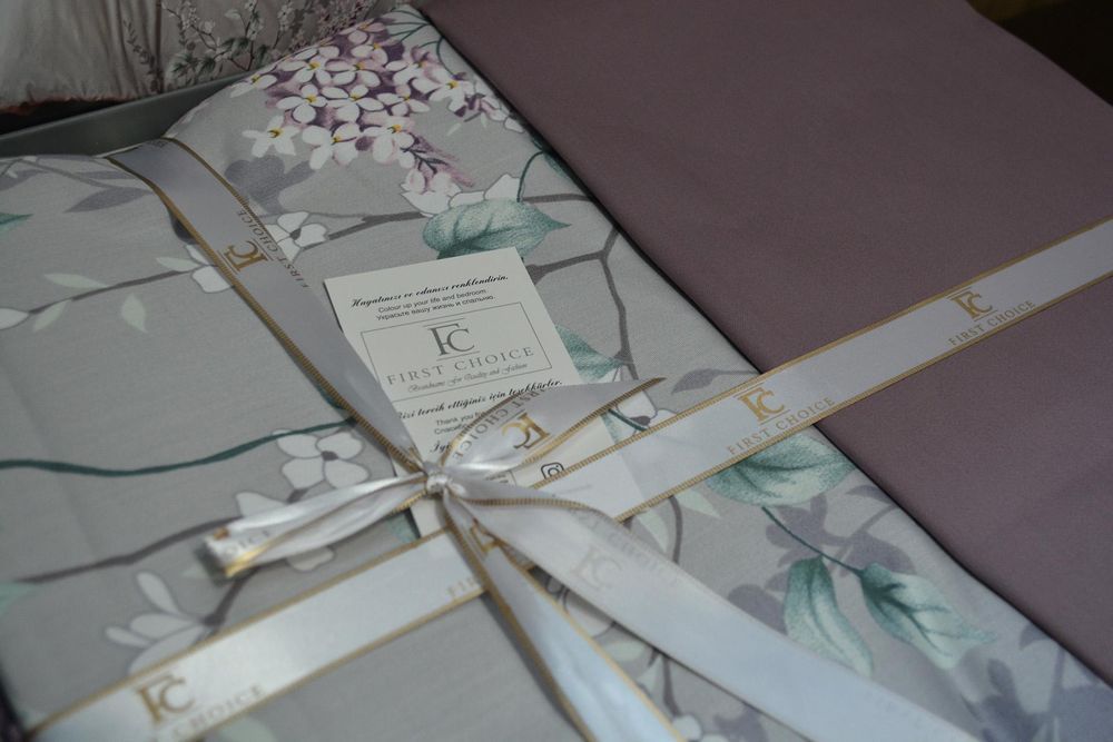 Постільна білизна Сатин First Choice Wisteria Lilac, Євро, Бавовна 100%, 240х260 см., 1, по 2, 200х220 см., 50х70, 70х70 см, сатин, Фірмова картонна коробка