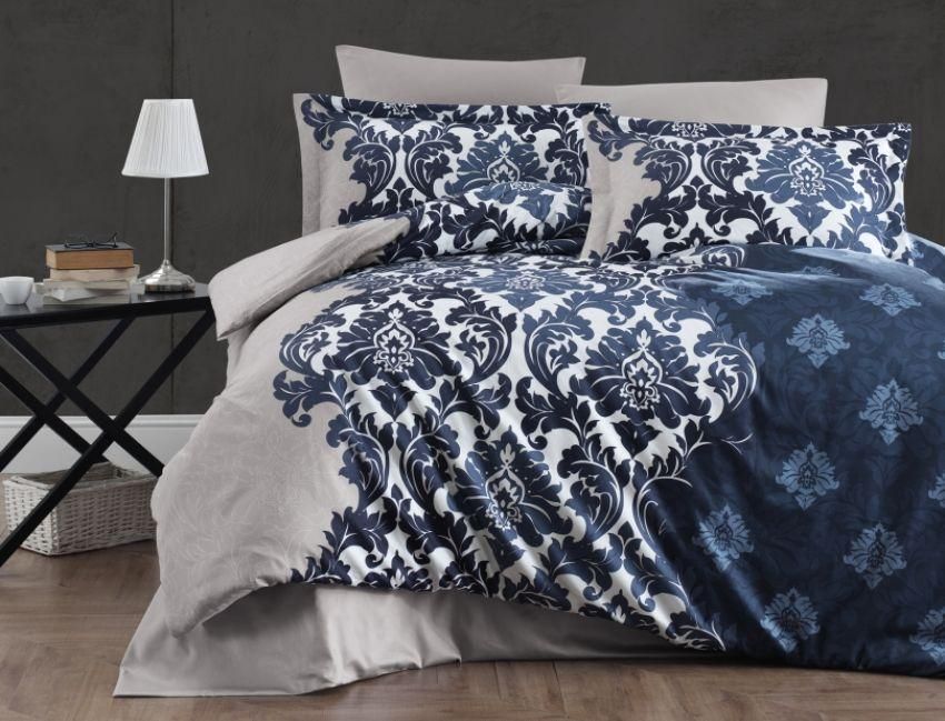 Постільна білизна Сатин First Choice Sierra Navy Blue, Євро, Бавовна 100%, 240х260 см., 1, по 2, 200х220 см., 50х70, 70х70 см, сатин, Фірмова картонна коробка