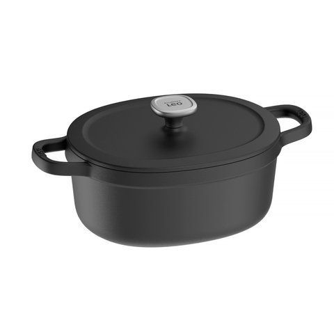 Овальная чугунная кастрюля BergHOFF Leo Graphite, 27 х 22 см, 4,8 л (с крышкой), 4,8л, 27 см