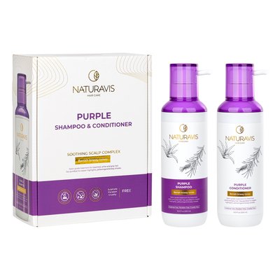 Набір шампунь та кондиціонер Naturavis Purple для знебарвленого та світлого волосся, Шампунь та кондиціонер, по 500мл