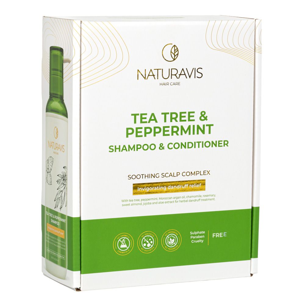 Набір шампунь та кондиціонер Naturavis з чайним деревом та м'ятою, Шампунь та кондиціонер, по 500мл