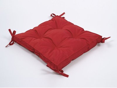 Подушка на стул Lotus 40х40х5 - Optima с завязками красный, Хлопок 53%, Полиэстер 47%, мебельная вата, 40х40см, хлопок/полиэстер, для отдыха