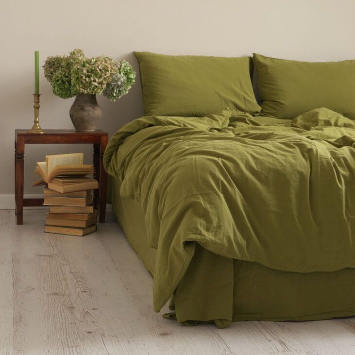 Постельное белье Limasso Standart Olive вареный хлопок, Полуторный, Хлопок 100%, 160х240 см., 1, 1, 160х220 см., 50х70 см, варёный хлопок, Фирменная картонная коробка