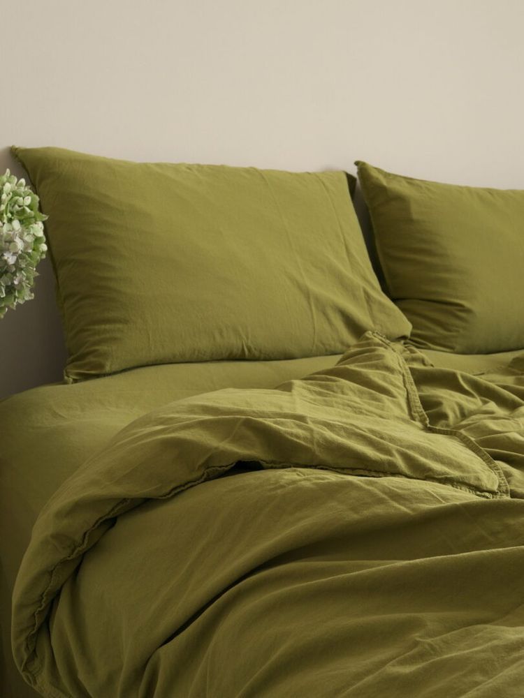 Постельное белье Limasso Standart Olive вареный хлопок, Полуторный, Хлопок 100%, 160х240 см., 1, 1, 160х220 см., 50х70 см, варёный хлопок, Фирменная картонная коробка