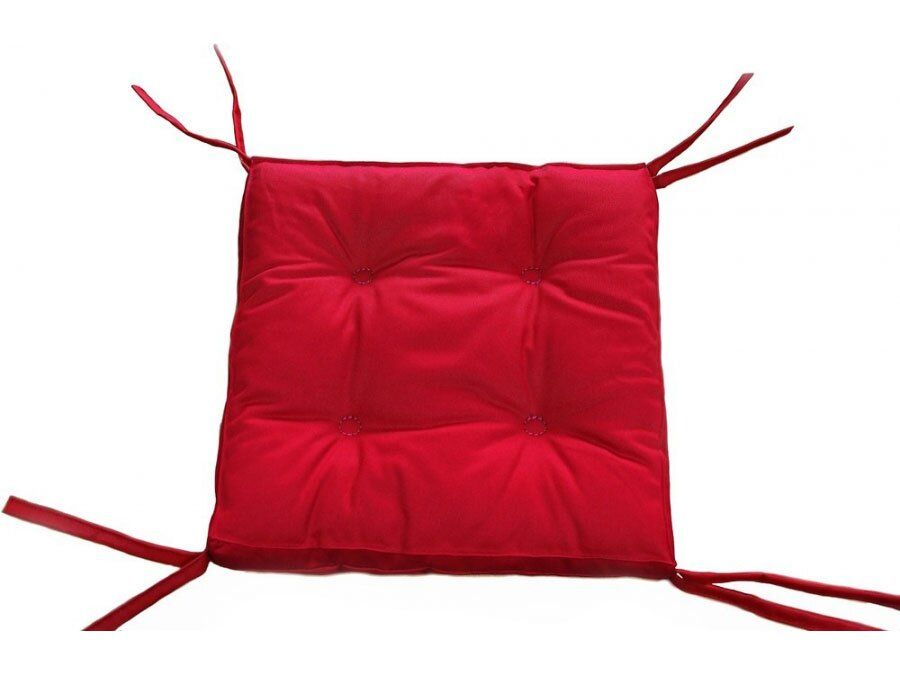 Подушка на стул Lotus 40х40х5 - Optima с завязками красный, Хлопок 53%, Полиэстер 47%, мебельная вата, 40х40см, хлопок/полиэстер, для отдыха