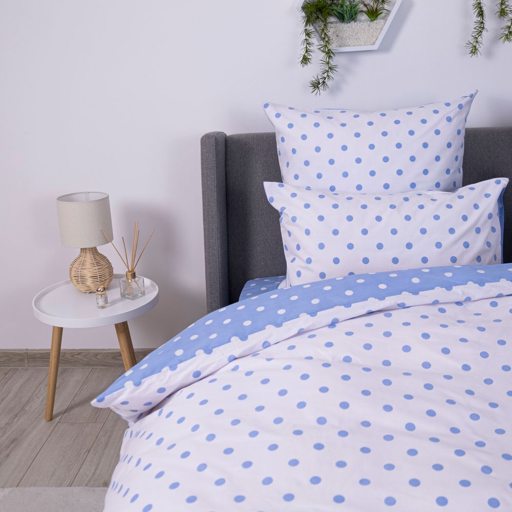 Комплект постельного белья Happy Sleep Light Blue Dots, 50х70см, Полуторный, Хлопок 100%, 150х214 см., 150х214 см., 50х70 см, ранфорс