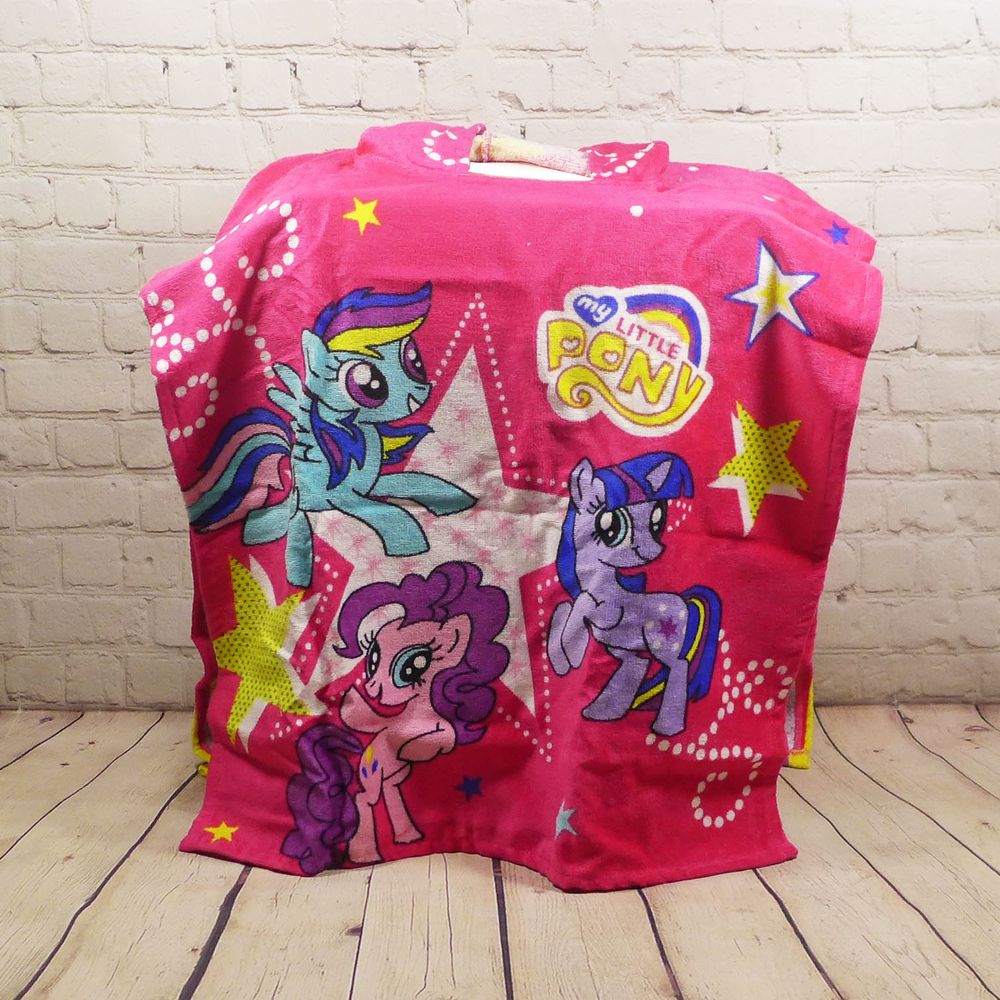 Дитяче пляжний рушник з капюшоном My Little Pony 55х122см ТМ Merzuka, Бавовна 100%, 55x122 см, махра/велюр, 300 г/м.кв.