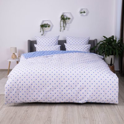 Комплект постельного белья Happy Sleep Light Blue Dots, 50х70см, Евро, Хлопок 100%, 215х240 см., 200х215 см., 50х70 см, ранфорс