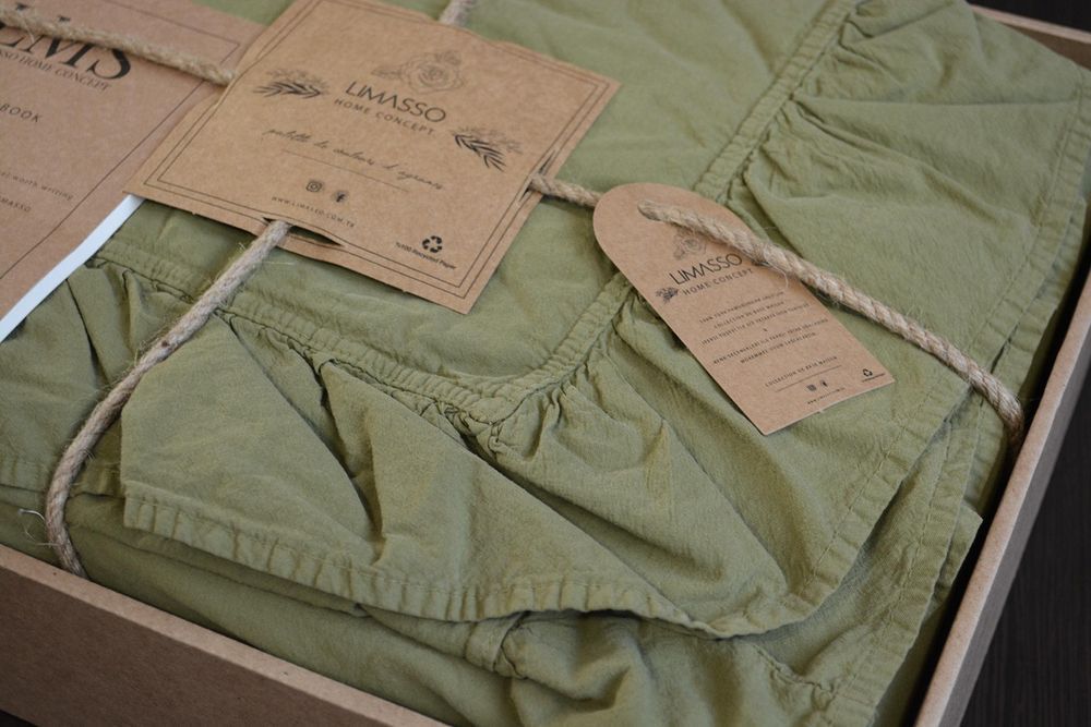 Постельное белье Limasso Exclusive Olive вареный хлопок, Полуторный, Хлопок 100%, 160х240 см., 1, 1, 160х220 см., 50х70 см, варёный хлопок, Фирменная картонная коробка