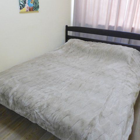 Покрывало меховое Шиншилла Зиг-заг Colorful Home 200x230см бежевое, Полиэстер 100%, 200х230 см, искусственный мех, Евро, Покрывало