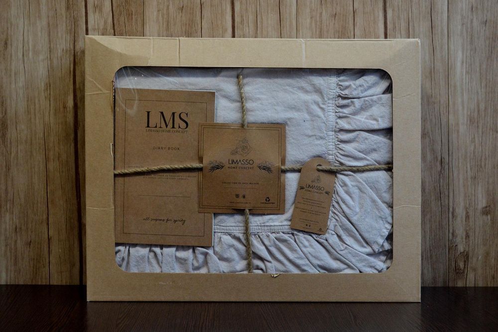 Постельное белье Limasso Exclusive Natural Krem вареный хлопок, Семейный, Хлопок 100%, 240х260 см., 2, 2, 160х220 см., 50х70 см, варёный хлопок, Фирменная картонная коробка