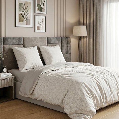 Постільна білизна Isleep ранфорс 26430, 50х70см, Євро з простирадлом на резинці 160, Бавовна 100%, 160х200х25 см на резинці, 1, 2, 200х220 см., 50х70 см, ранфорс
