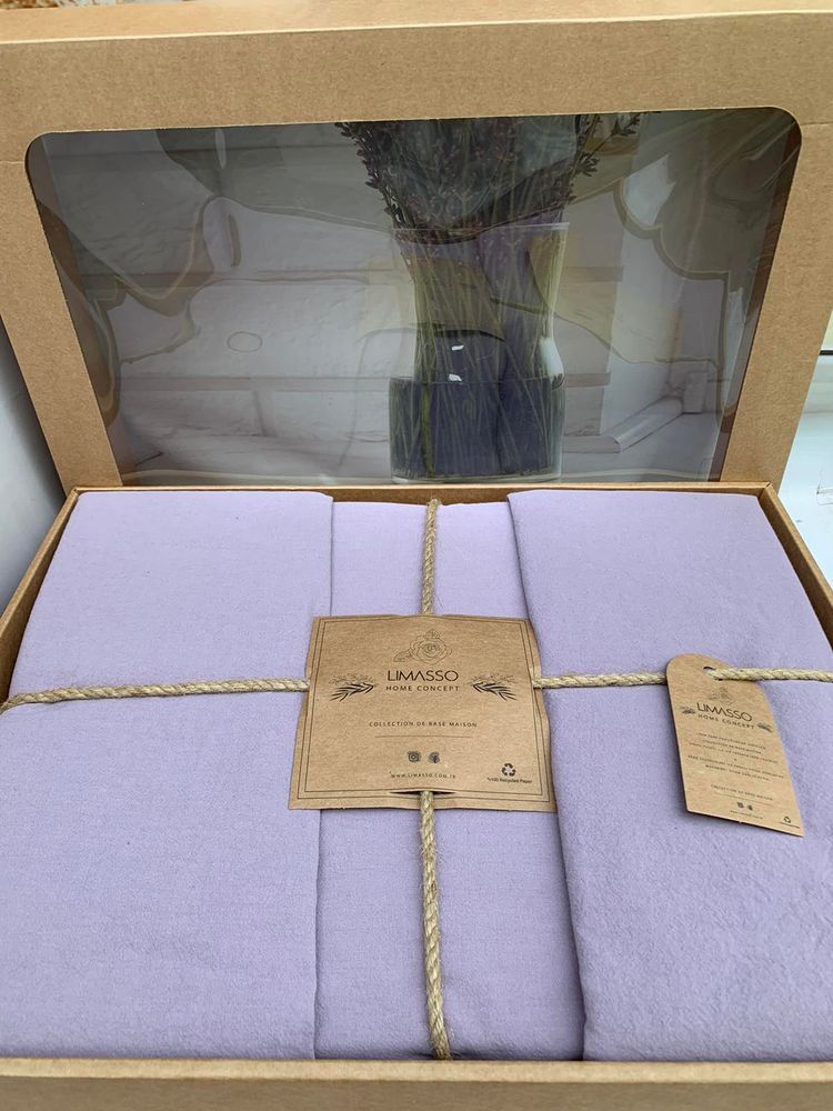 Постельное белье Limasso Standart Naturel Violet вареный хлопок, Евро, Хлопок 100%, 240х260 см., 1, 2, 200х220 см., 50х70 см, варёный хлопок, Фирменная картонная коробка