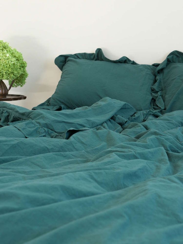 Постельное белье Limasso Exclusive Dark Green вареный хлопок, Полуторный, Хлопок 100%, 160х240 см., 1, 1, 160х220 см., 50х70 см, варёный хлопок, Фирменная картонная коробка