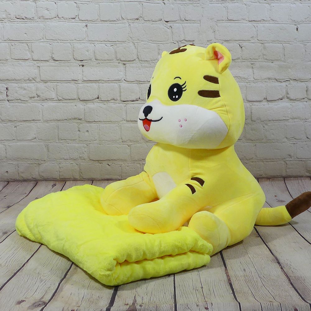 Іграшка з пледом 100x140см Colorful Home Кіт жовтий, Поліестер 100%, 43х40см, плюш, Іграшка + плед