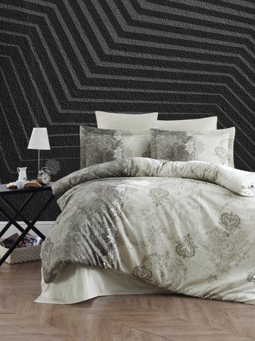 Постельное белье Сатин First Choice Lona Dark Green, Евро, Хлопок 100%, 240х260 см., 1, по 2, 200х220 см., 50х70, 70х70 см, сатин, Фирменная картонная коробка