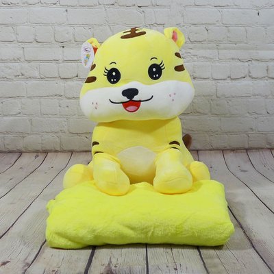 Іграшка з пледом 100x140см Colorful Home Тигр жовтий, Поліестер 100%, 43х40см, плюш, Іграшка + плед