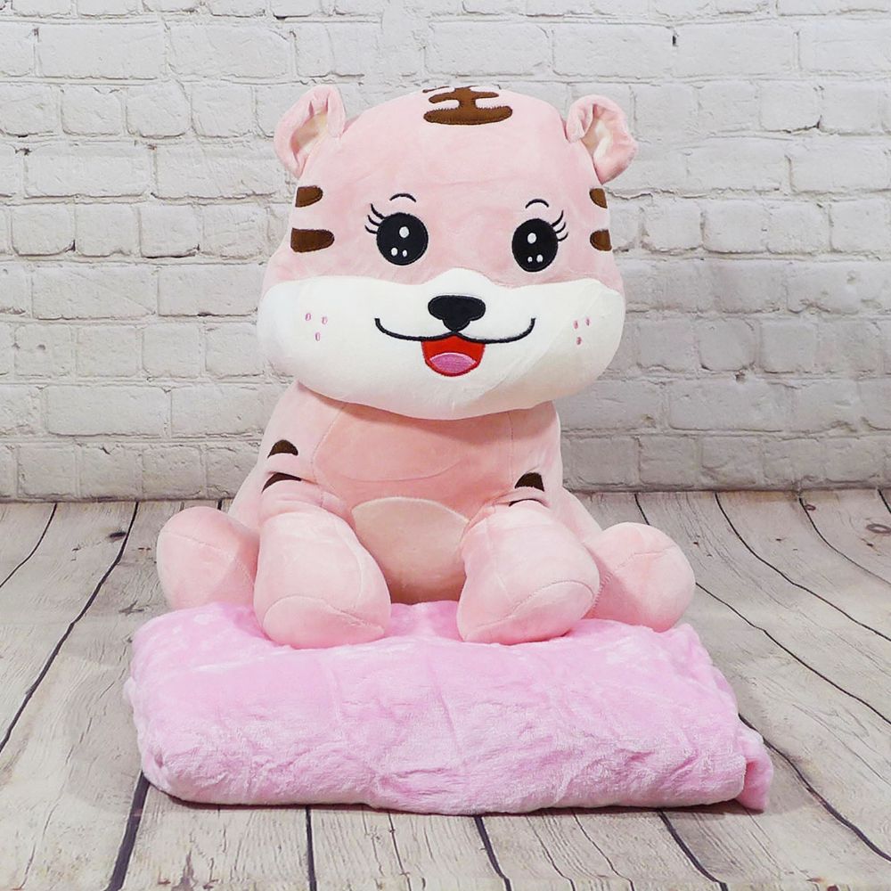 Іграшка з пледом 100x140см Colorful Home Кіт рожевий, Поліестер 100%, 43х40см, плюш, Іграшка + плед
