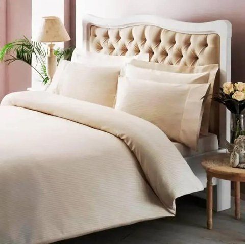Постільна білизна ТАС Premium Basic Cream Сатин-Stripe, Євро, Бавовна 100%, 240х260 см., 1, 4, 200х220 см., 50х70 см, сатин Stripe, Фірмова картонна коробка