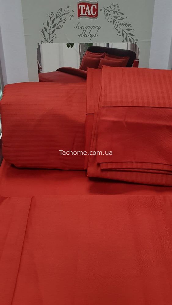 Двоспальний Євро комплект ТАС Premium Basic Red Сатин-Stripe