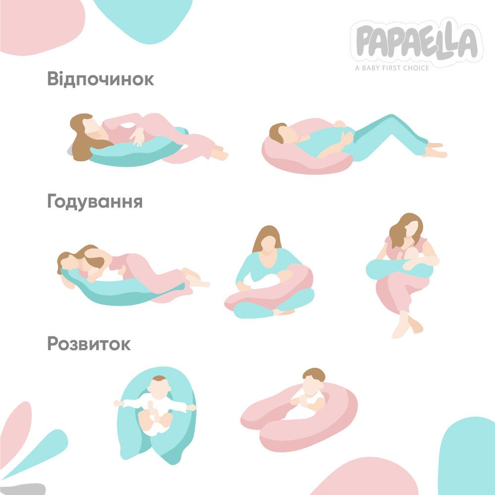 Подушка для беременных и кормления Papaella 30х190см Горошек серая, Хлопок 100%, антиаллергенное волокно, 30х190 см, ранфорс, ранфорс, для кормления, Средний