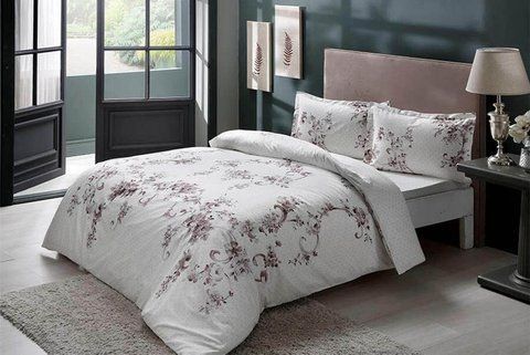 Постельное белье TAC Liara Grey Сатин, Семейный, Хлопок 100%, 230х260 см., 2, 2, 160х220 см., 50х70 см, сатин, 220 TC, Фирменная картонная коробка