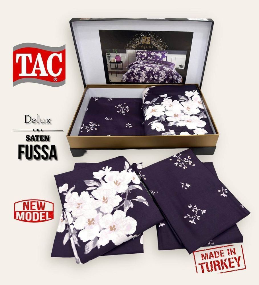 Постільна білизна TAC Fussa Сатин-Delux, Родинний, Бавовна 100%, 240х260 см., 2, 4, 160х220 см., 50х70, 50х70 (+5см), сатин люкс, 300 TC, Фірмова картонна коробка