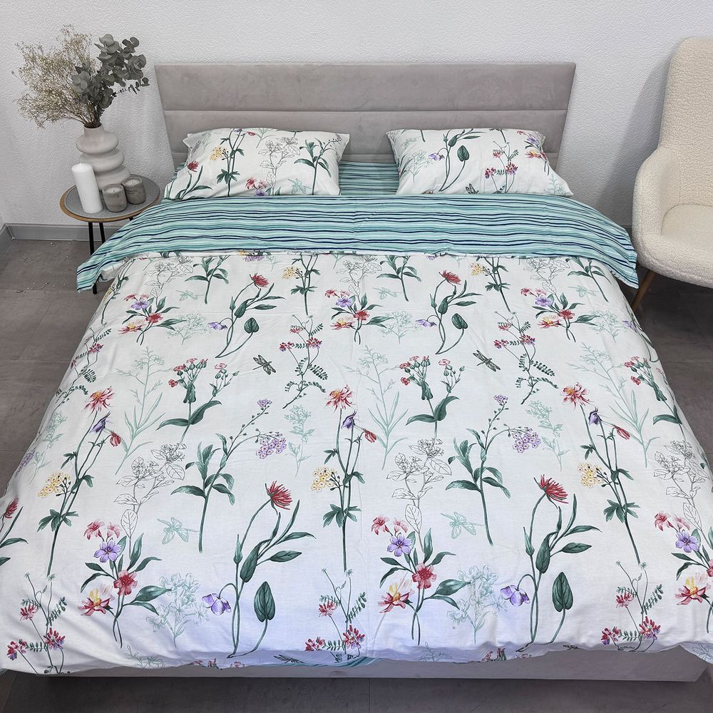 Постільна білизна Сатин Ecotton 24307 AB, Двоспальний, Бавовна 100%, 210х220 см., 1, 2, 180х215 см., 70х70 см, сатин, 135 г/м.кв