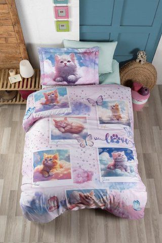 Підлітковий комплект Ранфорс First Choice Cute Cats, Підлітковий, Бавовна 100%, 180х220 см., 1, по 1, 160х220 см., 50х70, 70х70 см, ранфорс, Фірмова картонна коробка