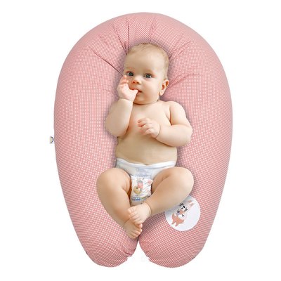 Подушка для беременных и кормления Papaella 30х190см Горошек пудра, Хлопок 100%, антиаллергенное волокно, 30х190 см, ранфорс, ранфорс, для кормления, Средний