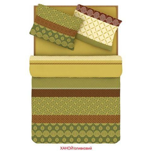 Постельное белье Бязь Home Line "Ханой" (оливковый), Семейный, Хлопок 100%, 215х220 см., 2, 2, 145х210 см., 70х70 см, бязь, 120 г/м.кв, ПВХ